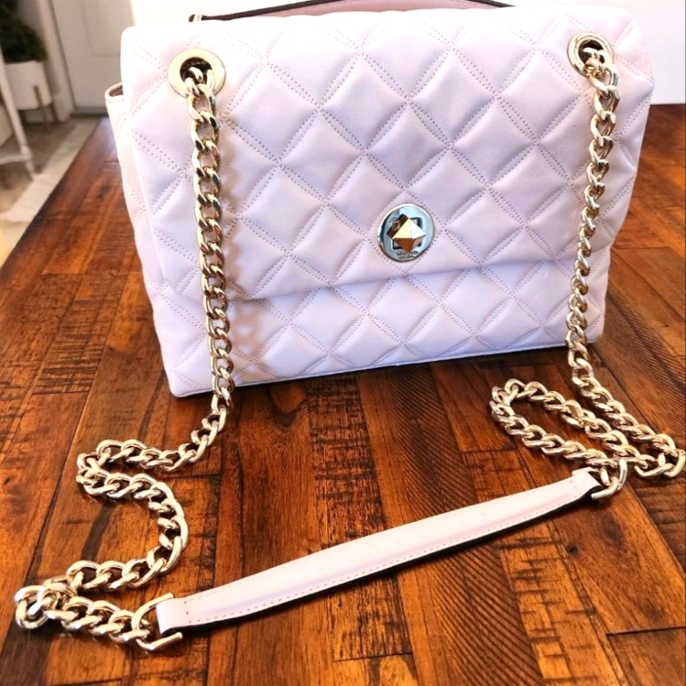 KATE SPADE leather Frosted Lilac Quilted  w/Silver Accent Cross Body Bag